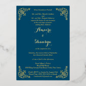 Real Gold Foil (FRONT) Lotus Flower Wedding Invite Folie Uitnodiging (Achterkant)