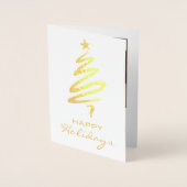 Real Gold Foil Gepersonaliseerde Foto Vakantie Kaa Folie Kaarten (Voorkant)