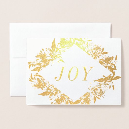 Real Gold Foil Joy Flowers Floral Kerstmis Kaart (Voorkant met envelop)