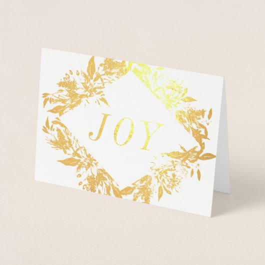 Real Gold Foil Joy Flowers Floral Kerstmis Kaart (Voorkant)