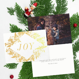 Real Gold Foil Joy Flowers Floral Kerstmis Kaart
