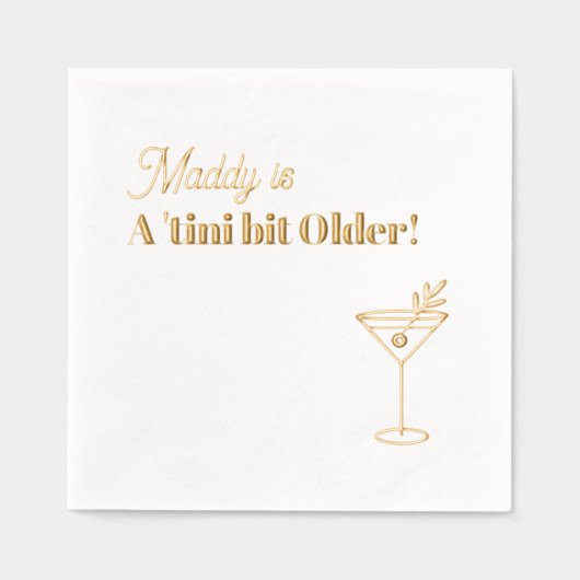 Real Gold Foil Martini 30e Folie Servetten (Voorkant)