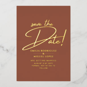 Real Gold Foil Modern Wedding Save the Date LeahG Folie Uitnodiging