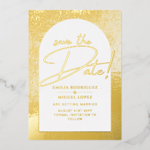 Real Gold Foil Modern Wedding Save the Date LeahG Folie Uitnodiging