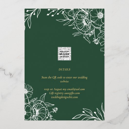 Real Gold Foil Modern Wedding Save the Date LeahG Folie Uitnodiging (Achterkant)