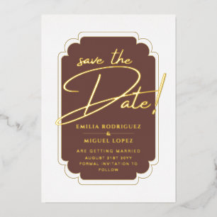 Real Gold Foil Modern Wedding Save the Date LeahG Folie Uitnodiging