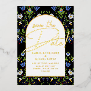 Real Gold Foil Modern Wedding Save the Date LeahG Folie Uitnodiging
