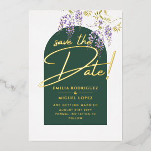 Real Gold Foil Modern Wedding Save the Date LeahG Folie Uitnodiging