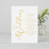 Real Gold Foil Modern White Elegant Folie Uitnodiging (Staand Voorkant)