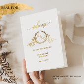 Real Gold Foil Monogram, Wedding Religious Program Folie Kaarten