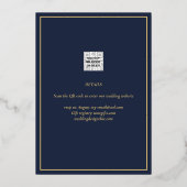 Real GOLD Foil Navy Blue Save the Date Wedding Folie Uitnodiging (Achterkant)