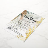 REAL GOLD FOIL Pampas Grass PHOTO QR Code Weddensc Folie Uitnodiging (Gedraaid)