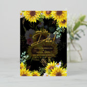 Real Gold Foil Pampas Grass Wedding Save the Date Folie Uitnodiging (Staand Voorkant)