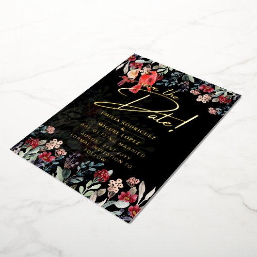 Real Gold Foil Pampas Grass Wedding Save the Date Folie Uitnodiging (Gedraaid)