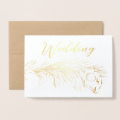 Real Gold Foil Peacock Wedding Invitations Folie Kaarten (Voorkant met envelop)