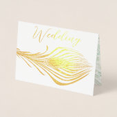 Real Gold Foil Peacock Wedding Invitations Folie Kaarten (Voorkant)