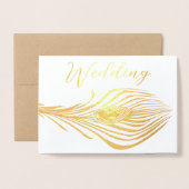 Real Gold Foil Peacock Wedding Invitations Folie Kaarten (Voorkant met envelop)