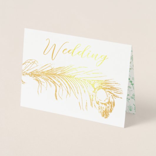 Real Gold Foil Peacock Wedding Invitations Folie Kaarten (Voorkant)
