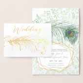 Real Gold Foil Peacock Wedding Invitations Folie Kaarten (Display)