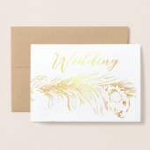 Real Gold Foil Peacock Wedding Invitations Folie Kaarten (Voorkant met envelop)