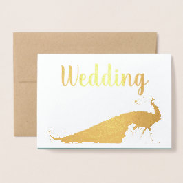 Real Gold Foil Peacock Wedding Invitations Folie Kaarten