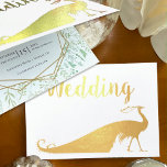 Real Gold Foil Peacock Wedding Invitations Folie Kaarten<br><div class="desc">Real Gold Foil Peacock Typography Wedding Invitations. Echte Folie huwelijksuitnodigingen. 11-197-21</div>