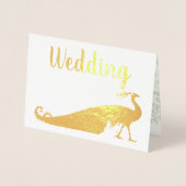 Real Gold Foil Peacock Wedding Invitations Folie Kaarten (Voorkant)