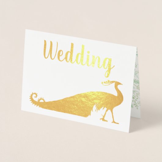 Real Gold Foil Peacock Wedding Invitations Folie Kaarten (Voorkant)