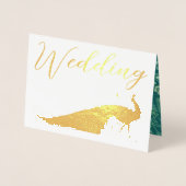 Real Gold Foil Peacock Wedding Invitations Folie Kaarten (Voorkant)