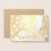 Real Gold Foil Peacock Wedding Invitations Folie Kaarten (Voorkant met envelop)