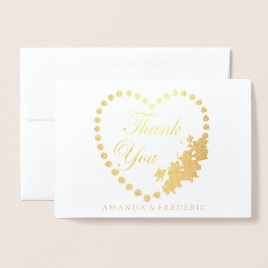 REAL Gold Foil & Pearls DANK U Bruiloft Kaart (Voorkant met envelop)