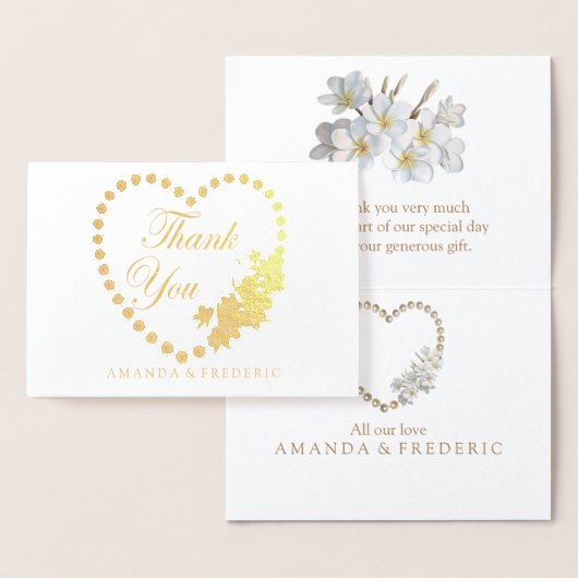 REAL Gold Foil & Pearls DANK U Bruiloft Kaart (Display)