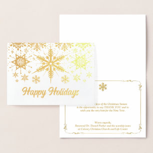 REAL Gold Foil Snowflakes Prettige feestdagen kaar Folie Kaarten