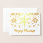 REAL Gold Foil Snowflakes Prettige feestdagen kaar Folie Kaarten (Voorkant met envelop)