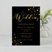 Real Gold Foil Spots Moderne White Elegant Black Folie Uitnodiging (Staand Voorkant)