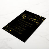 Real Gold Foil Spots Moderne White Elegant Black Folie Uitnodiging (Gedraaid)