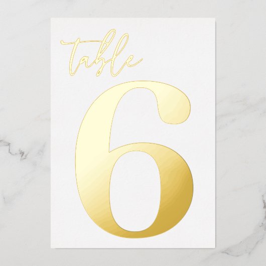 Real Gold Foil Table Number Folie Uitnodiging (Voorkant)