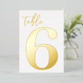Real Gold Foil Table Number Folie Uitnodiging (Staand Voorkant)