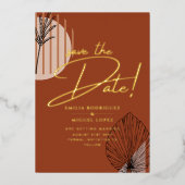 Real GOLD Foil Terracotta Save the Date Wedding Folie Uitnodiging (Voorkant)