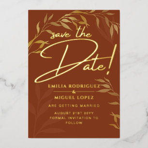Real GOLD FOIL Terracotta Save the Date Wedding Folie Uitnodiging