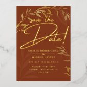 Real GOLD FOIL Terracotta Save the Date Wedding Folie Uitnodiging