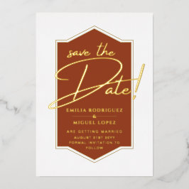 Real GOLD Foil Terracotta Save the Date Wedding Folie Uitnodiging