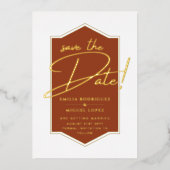 Real GOLD Foil Terracotta Save the Date Wedding Folie Uitnodiging (Voorkant)