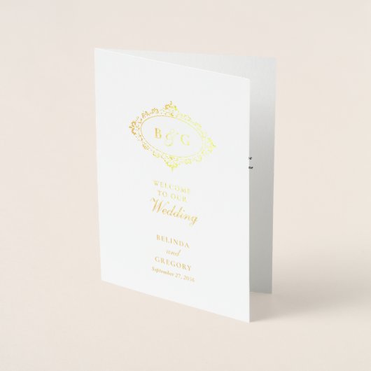 Real Gold Foil Wedding Order of Service Programma (Voorkant)