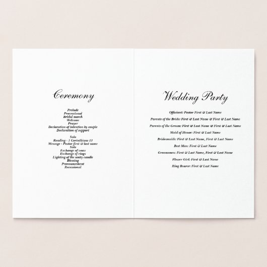 Real Gold Foil Wedding Order of Service Programma (Binnen)