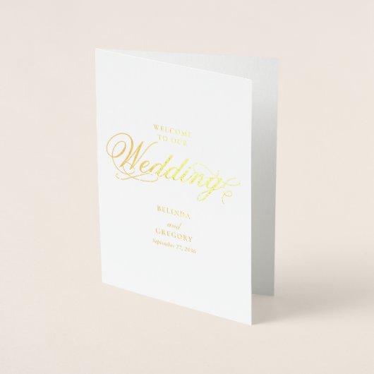 Real Gold Foil Wedding Order of Service Programma (Voorkant)