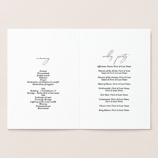 Real Gold Foil Wedding Order of Service Programma (Binnen)