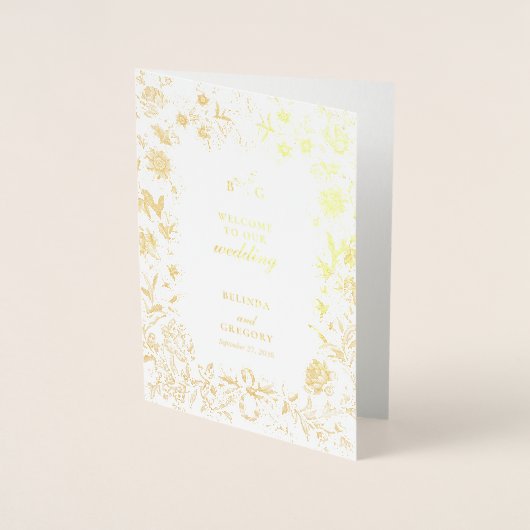 Real Gold Foil Wedding Order of Service Programma (Voorkant)