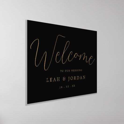 REAL Gold Folie Elegant Zwart Goud Bruiloft Welkom Folie Afdrukken (Laagn)