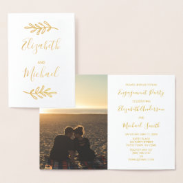 Real Gold Folie Engagement Party Nodig een foto ui Kaarten